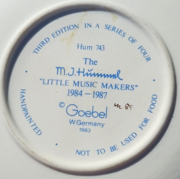 MJ Hummel Goebel Hum 743 Little Music Makers Miniature Plate Collectible - Picture 4 of 4